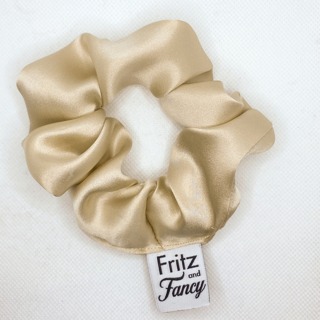 Champagne Beige Silk Scrunchie