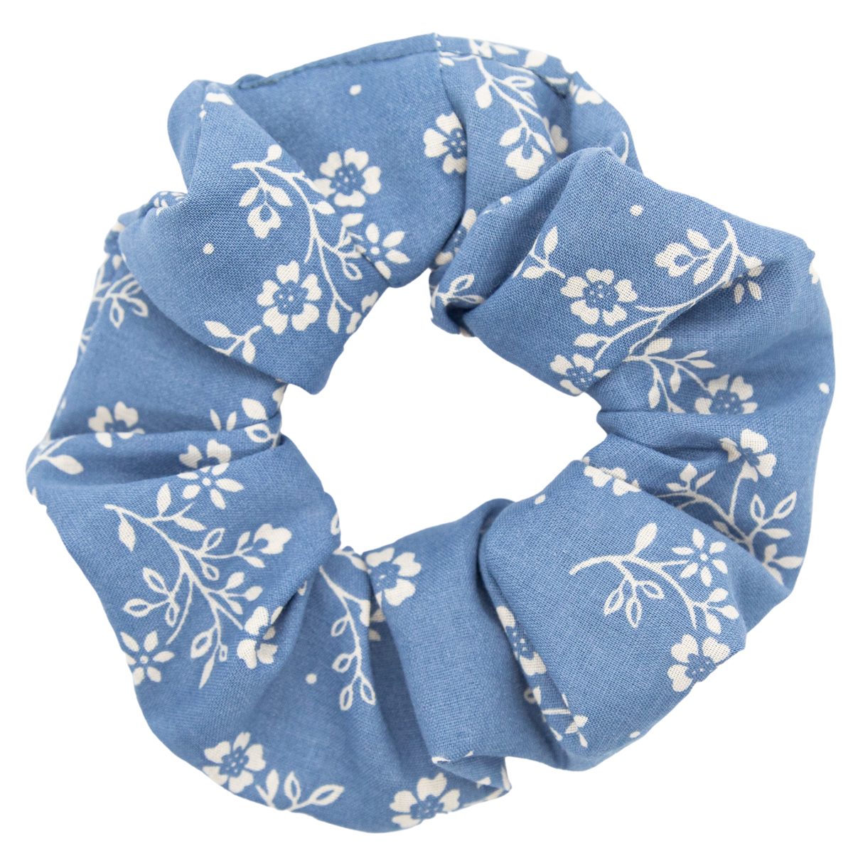 White Flowers on Cornflower Blue